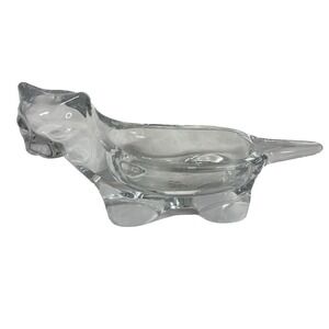 Carole Stupell Collection Clear Glass Cat Figurine Dish Trinket Bowl Vintage Art